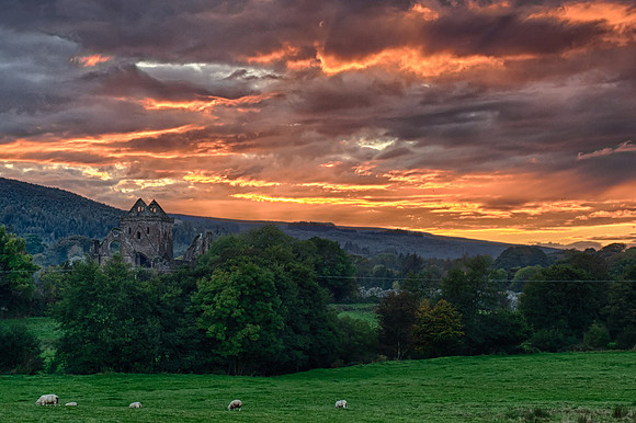 Sunset at Sweetheart Abbey