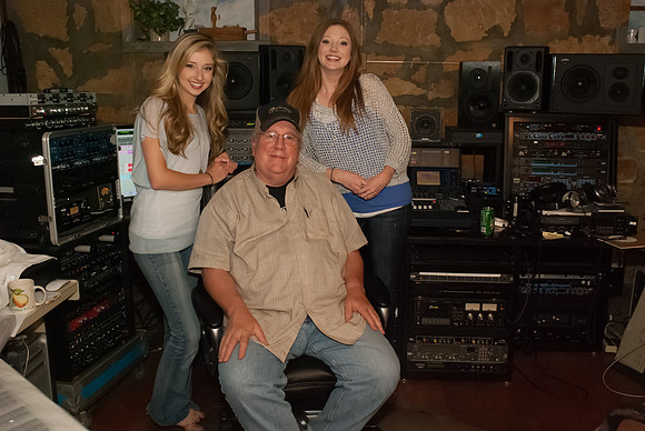 Hannah and Caroline Melby in the studio with producer Bil Vorndick